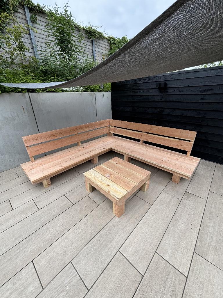 Loungebank op maat - Douglas hout maatwerk tuinbank, Tuin en Terras, Tuinsets en Loungesets, Bank, Meer dan 8 zitplaatsen, Nieuw