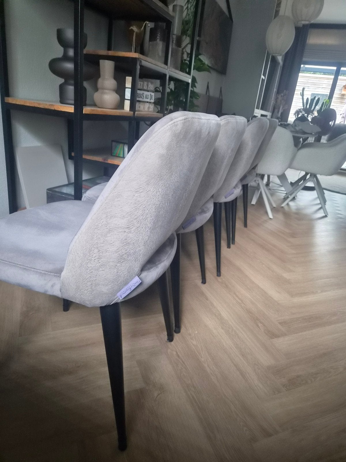 4 Eetkamerstoelen Richmond Tabitha quartz stone, Ophalen, Overige kleuren, Stof