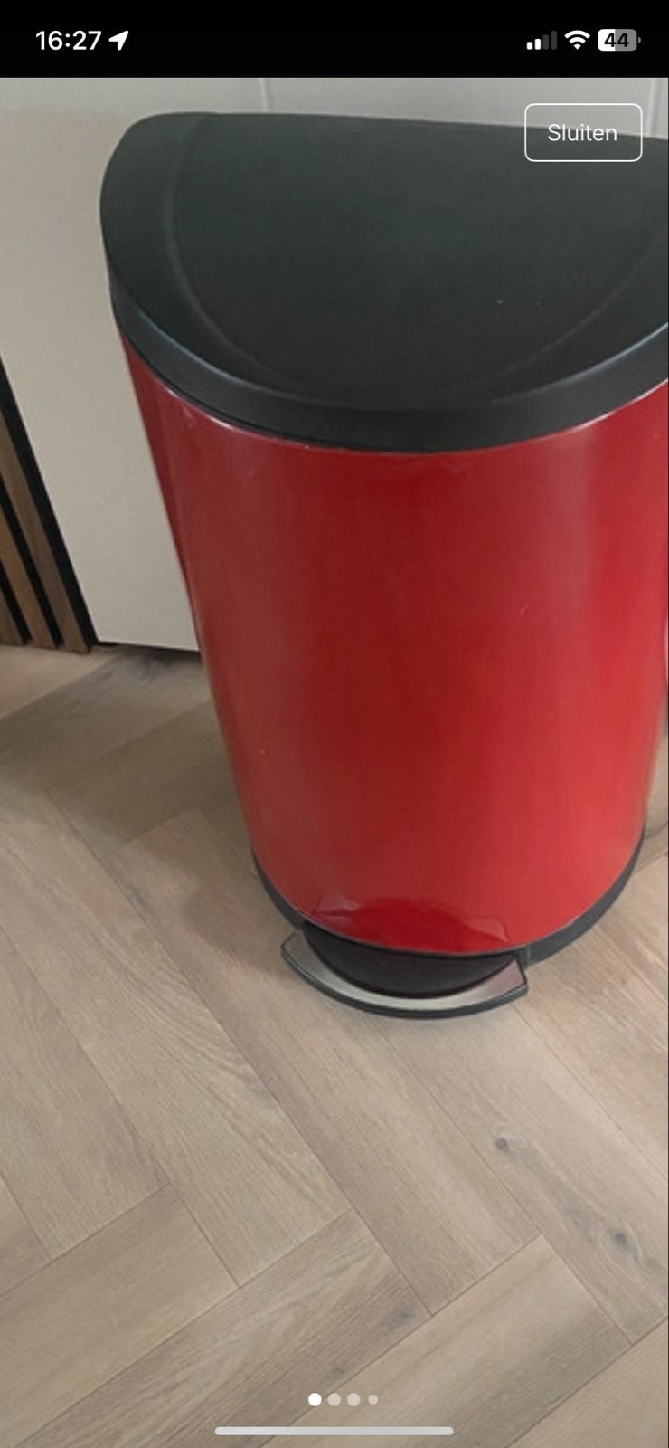 Rode pedaalemmer Simple Human  - zo goed als nieuw, Huis en Inrichting, Ophalen, 50 – 75, Met pedaal, Zo goed als nieuw