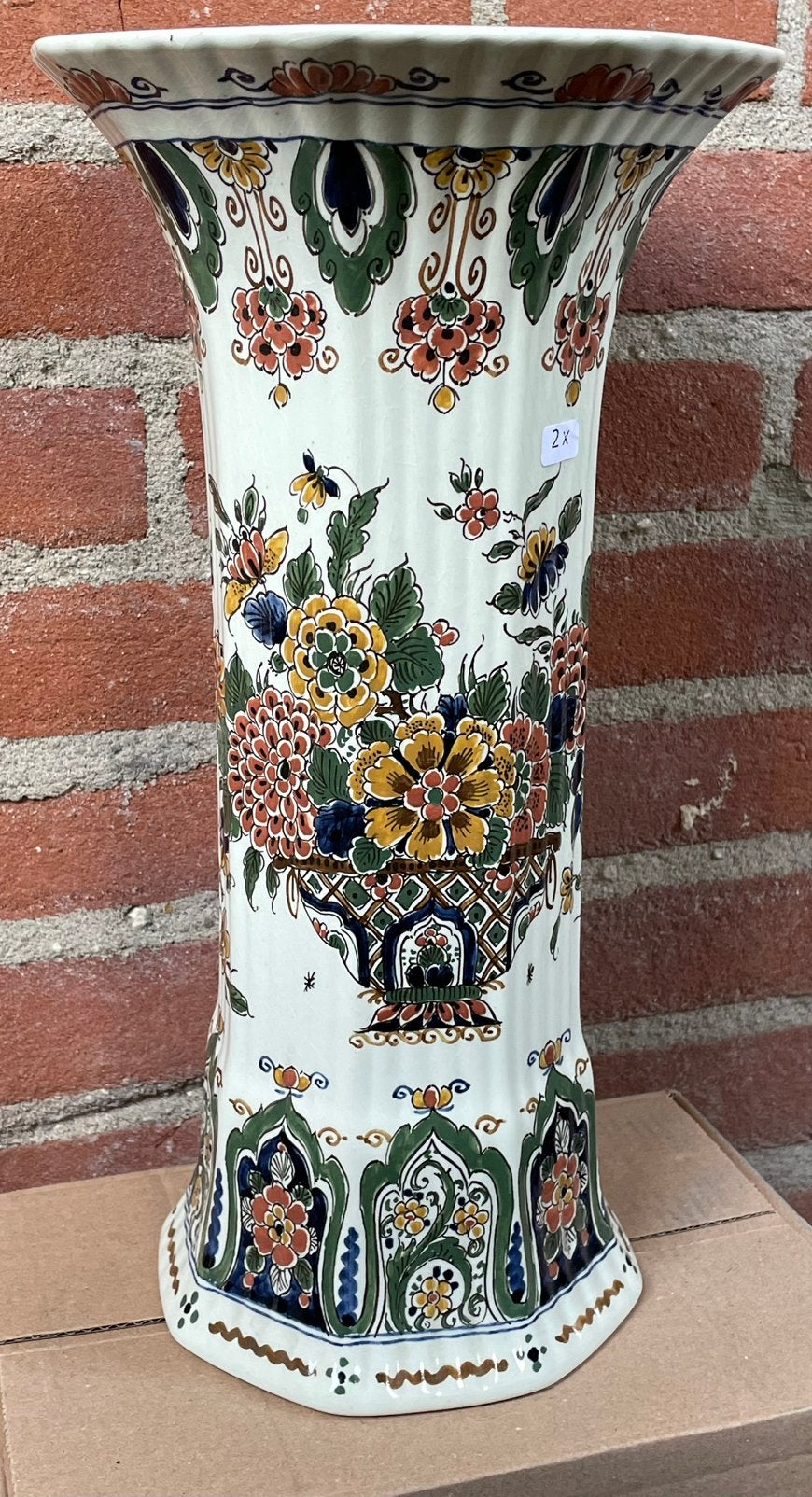 Royal Delft Polychroom Bekervaas - Handgeschilderd 1956, Antiek en Kunst, Ophalen of Verzenden