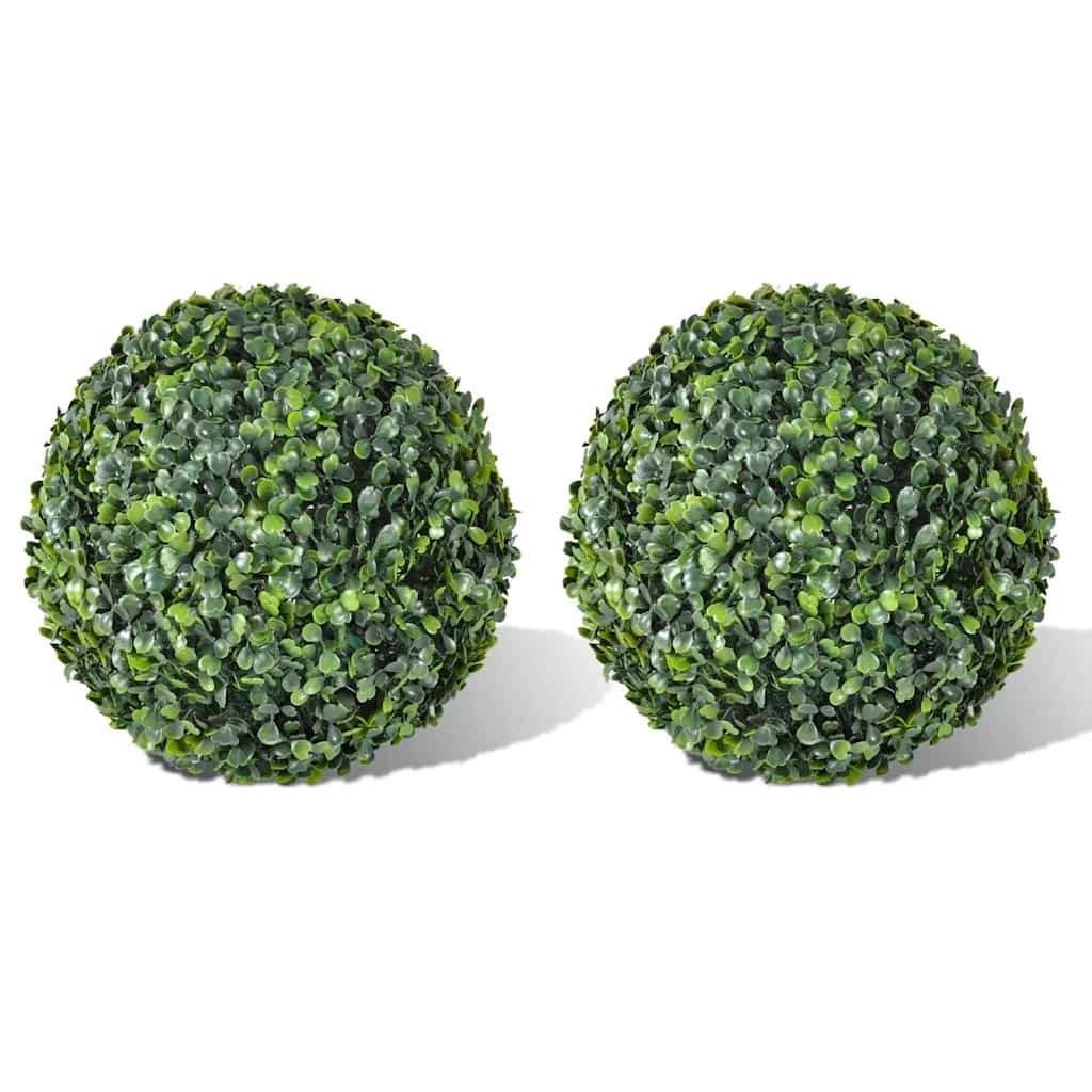 nieuw set 2 kunst buxus bollen 35 cm., Groen, 35 cm, Kunstplant, Nieuw