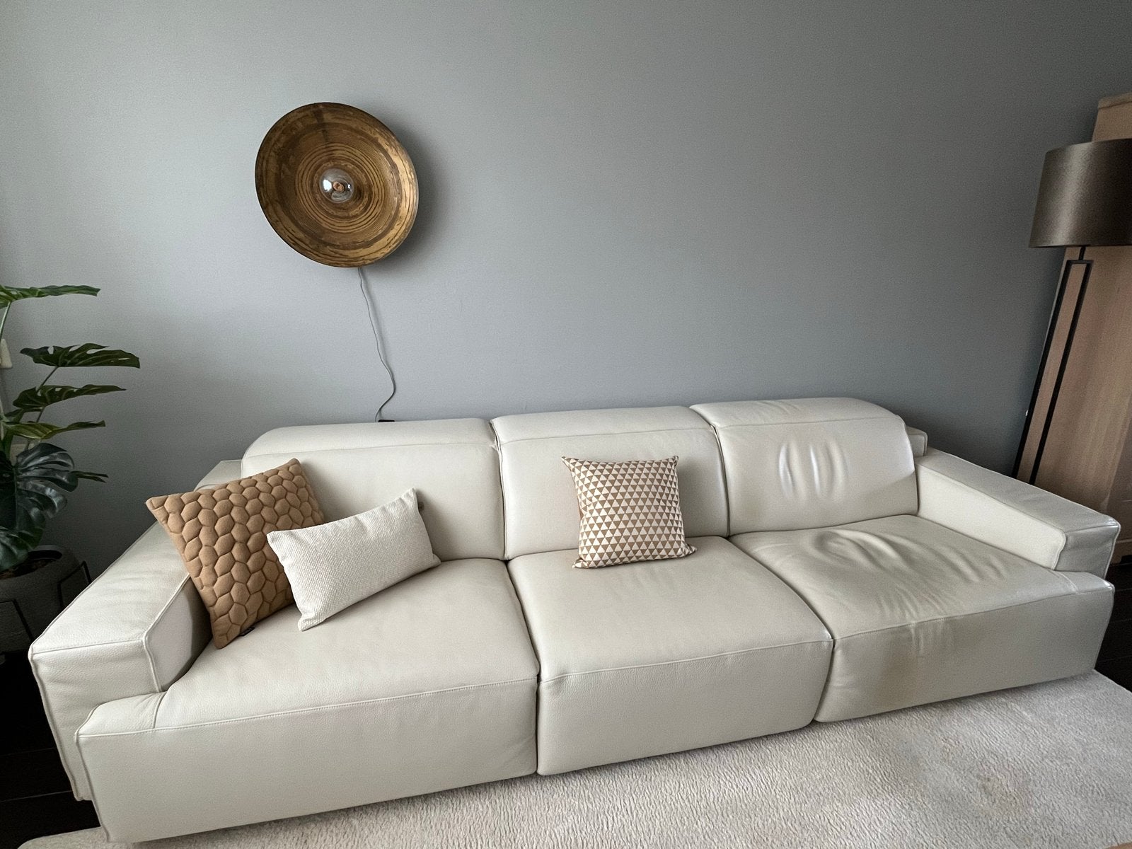 Leren Italiaans design bank van Natuzzi, Ophalen, Design, 300 cm of meer, Zo goed als nieuw