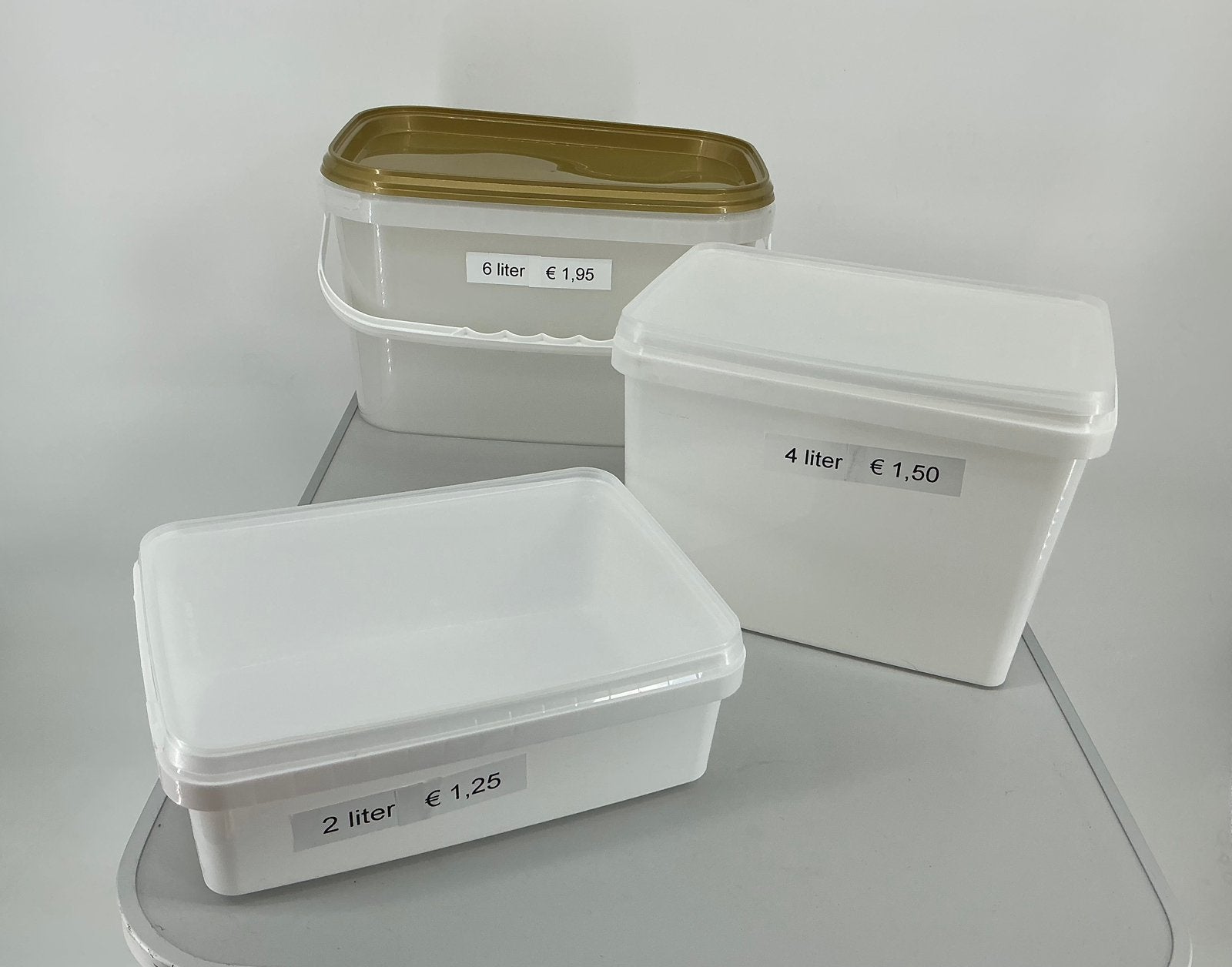 Voorraadbakjes.Nieuw.Maat : 2, 4, 6 ltr. Vanaf : € 1,25., Huis en Inrichting, Emmers, Ophalen of Verzenden, Nieuw, Kunststof, Met deksel