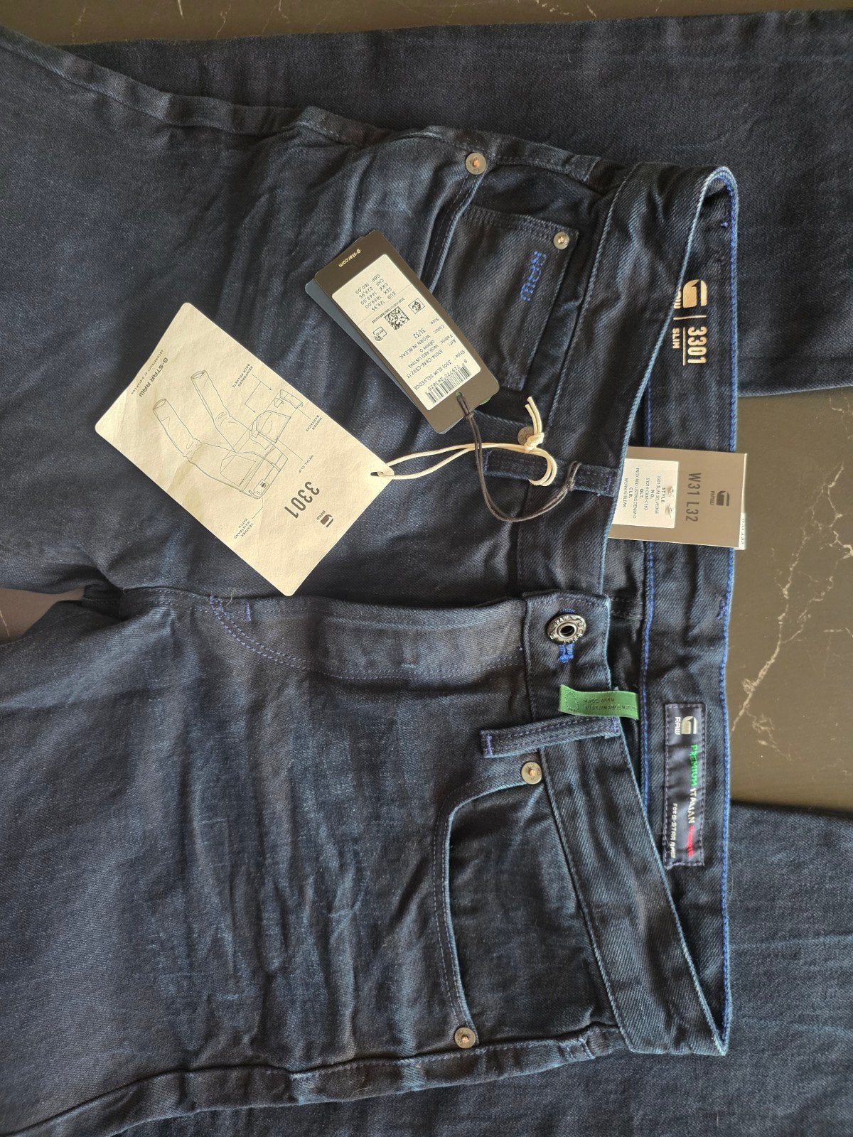 G-Star RAW 3301 Slim selvedge Jeans W31 L32 - NIEUW, Kleding | Heren, Spijkerbroeken en Jeans, Blauw, Nieuw, W32 (confectie 46) of kleiner