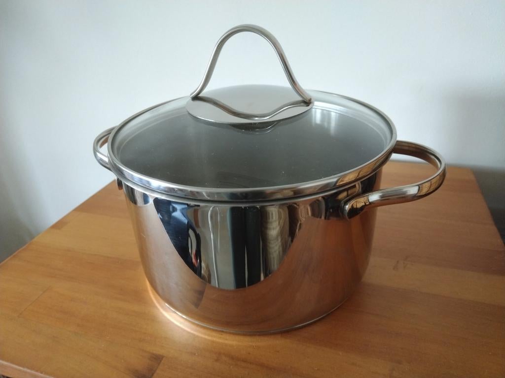 Fissler RVS Kookpan met Glazen Deksel, Ophalen of Verzenden, Zo goed als nieuw, Rvs, Kookpan of Snelkookpan