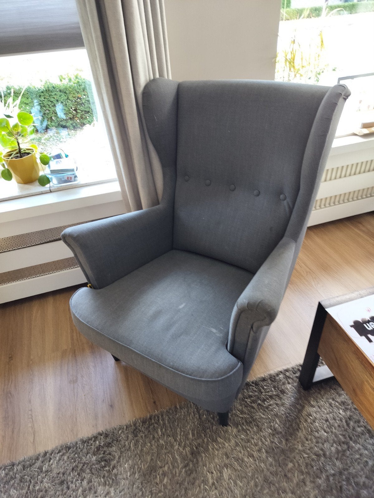 Comfortabele grijze Ikea fauteuil, Ophalen, 75 tot 100 cm, Zo goed als nieuw, 75 tot 100 cm