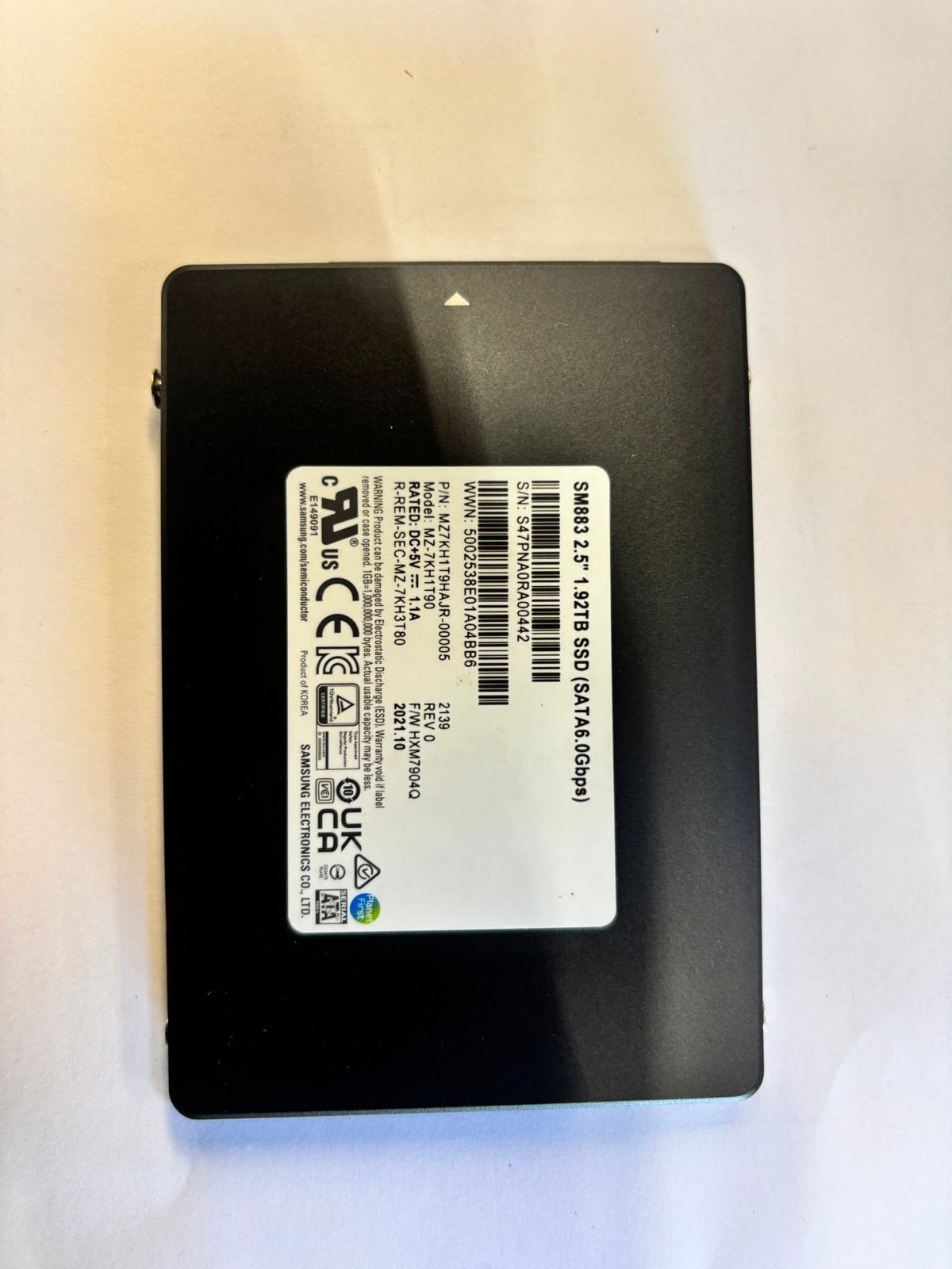 Samsung SM883 2.5" 1.92TB SSD SATA (6Gbps), Computers en Software, Harde schijven, Intern, Server, Ophalen of Verzenden, Zo goed als nieuw