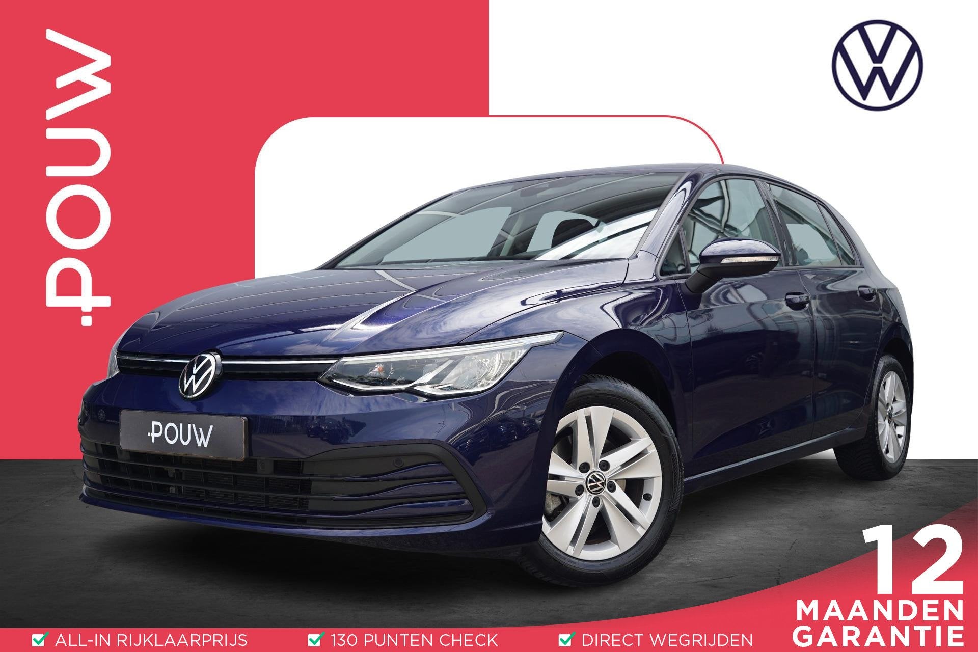 Volkswagen Golf 1.0 eTSI 110pk DSG Life | Navigatie | Apple, 12 maanden, Stof, Gebruikt, Blauw