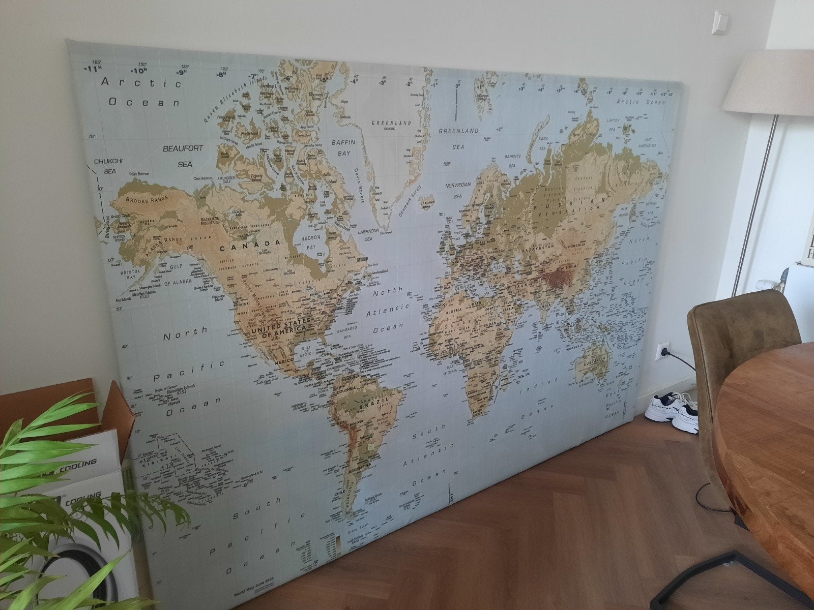 Grote Wereldkaart Canvas - 200x140 cm, Ophalen, Gebruikt, 125 cm of meer, Print