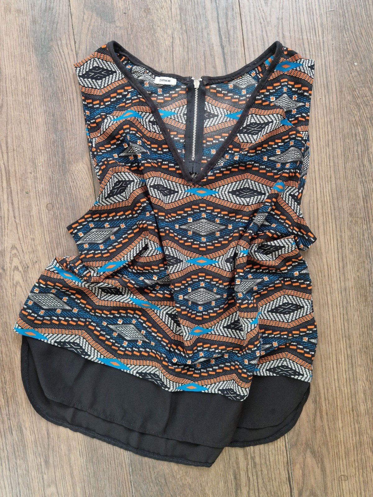 Luchtige blousetop met etnische print en ritsdetail - Maat L, Zwart, Maat 42/44 (L), Ophalen of Verzenden, Pimkie