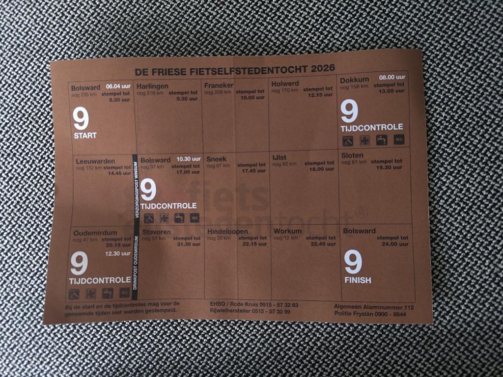 Startkaart kaart fietselfstedentocht 2026 groep 9, Tickets en Kaartjes, Eén persoon