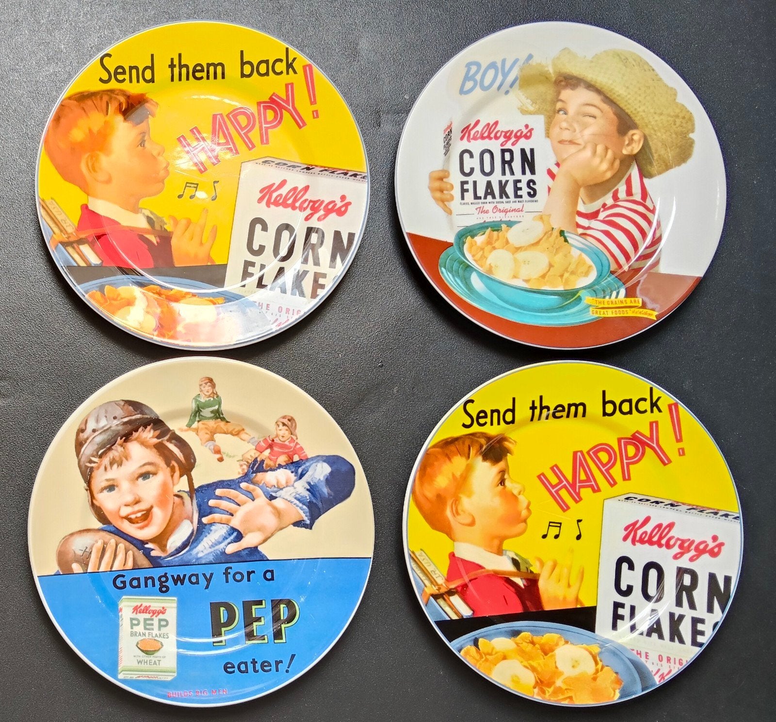 Vintage Kellogg's borden set - 4 stuks, Ophalen of Verzenden, Overige stijlen, Bord(en)