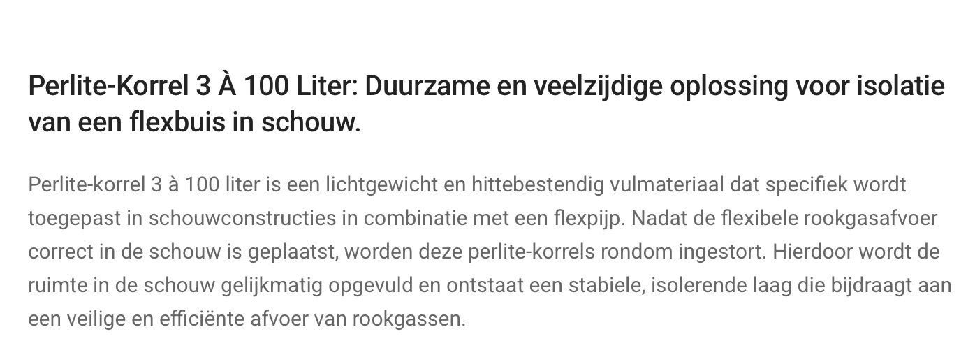 Perlite korrels, Ophalen, Nieuw