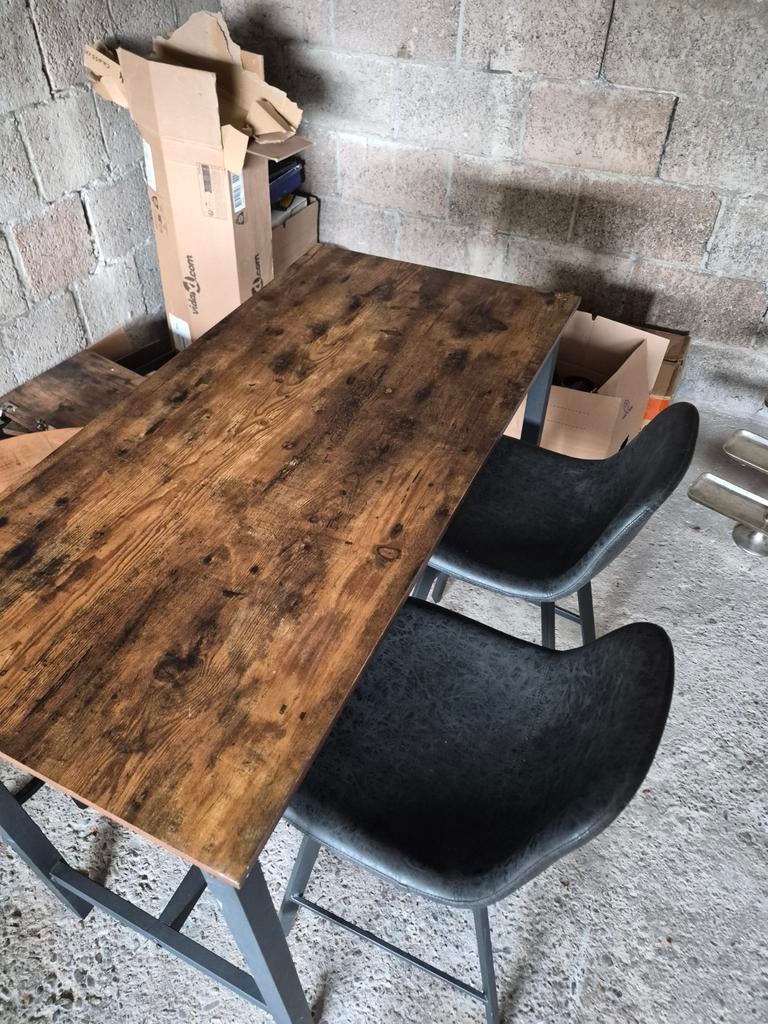 Tafel met 2 bar krukjes, Huis en Inrichting, Ophalen of Verzenden, Rechthoekig, 50 tot 100 cm