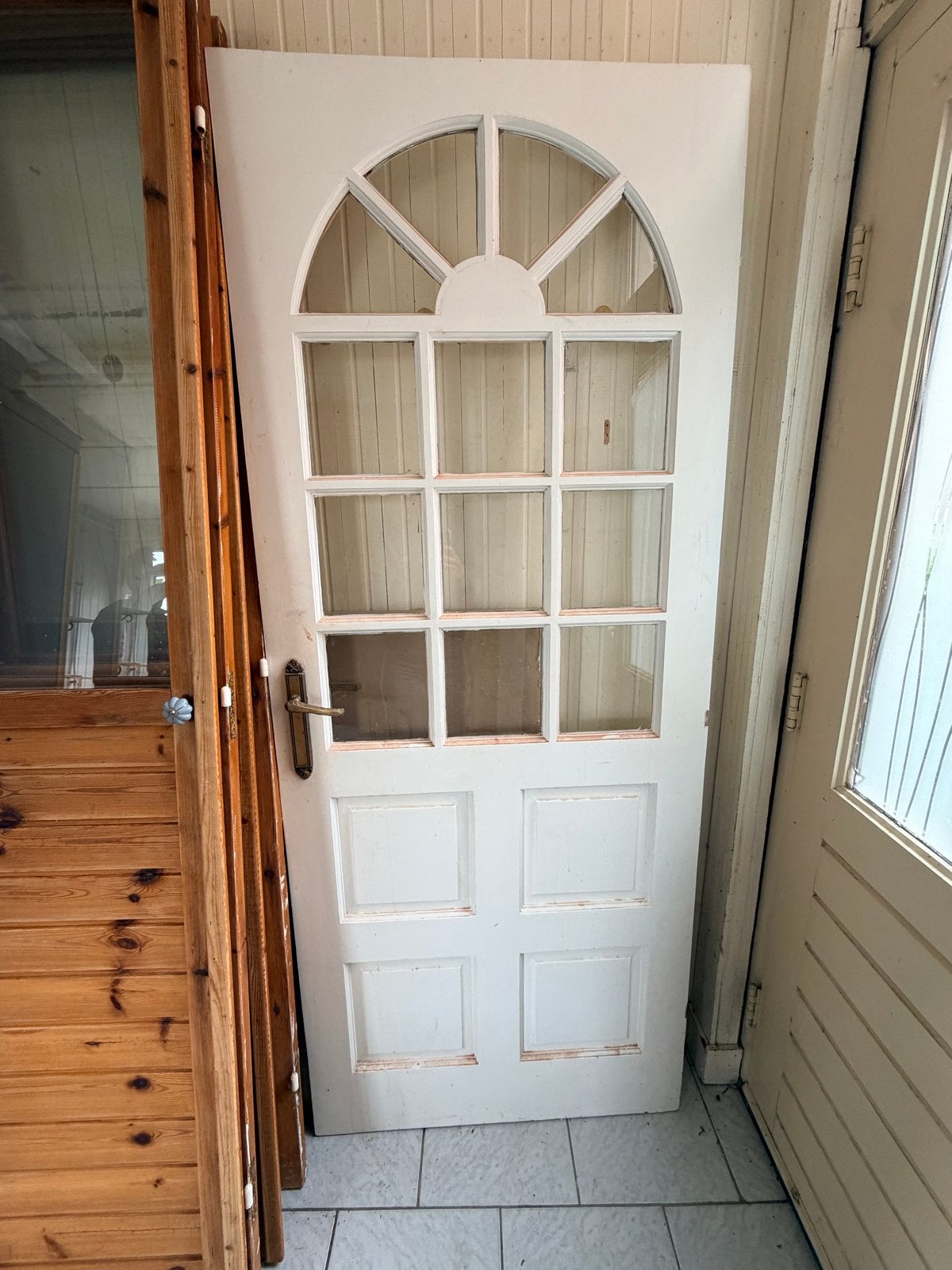 Gebruikte binnendeur met glas en boog, Doe-het-zelf en Verbouw, Ophalen, Gebruikt, 80 tot 100 cm, Binnendeur
