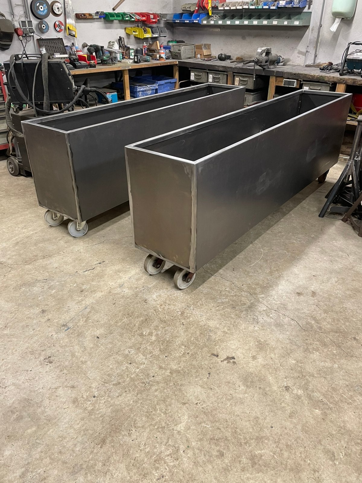 2x Cortenstaal plantenbakken, verrijdbaar, Tuin en Terras, Bloembakken en Plantenbakken, 100 cm of meer, Nieuw, Ophalen of Verzenden