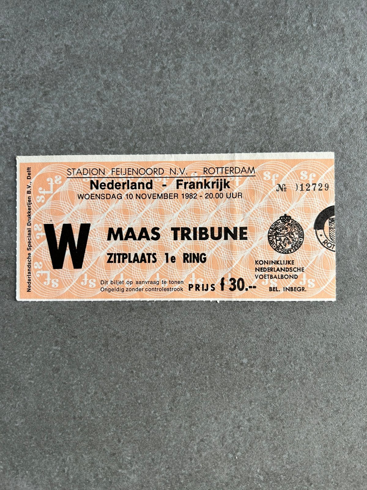 Nederland - Frankrijk 1982 ticket, Ophalen of Verzenden, Overige binnenlandse clubs, Overige typen