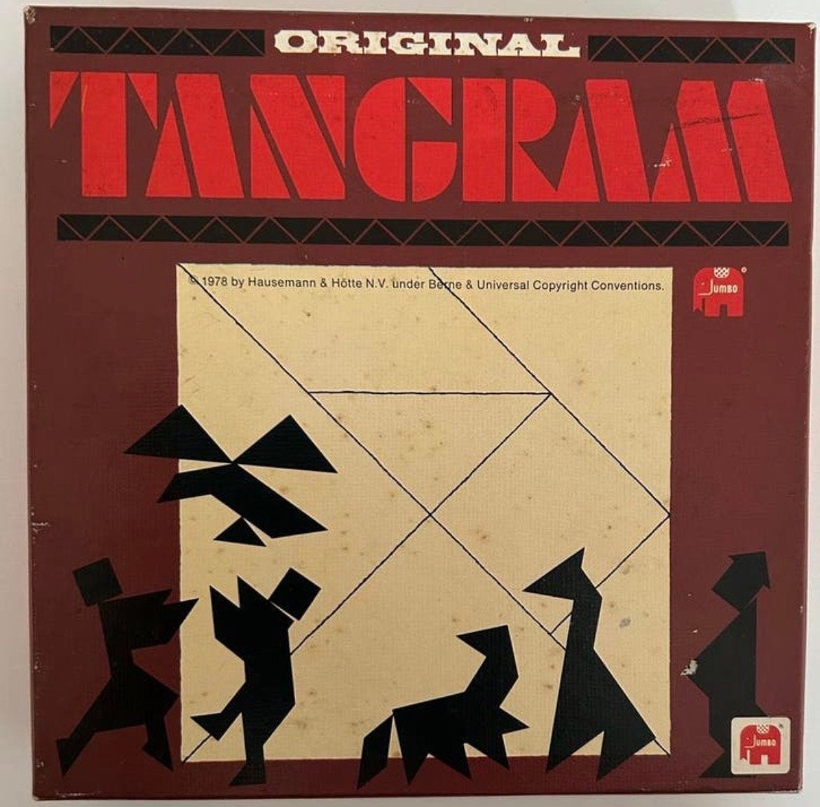 Vintage Original Tangram Jumbo Compleet - Klassieke Puzzel, Een of twee spelers, Ophalen of Verzenden, Gebruikt