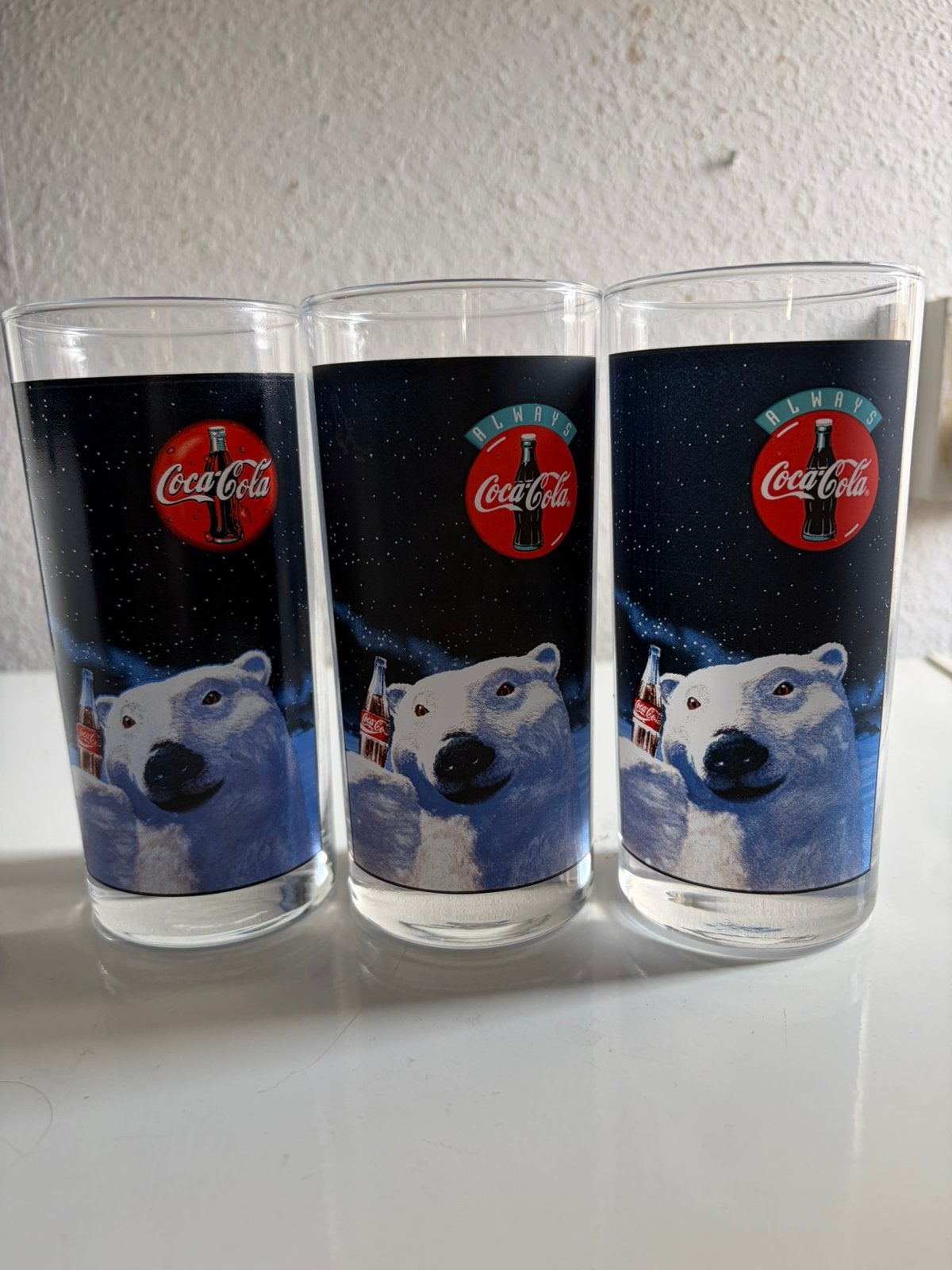 3 Coca-Cola ijsbeer glazen, Verzamelen, Ophalen of Verzenden, Zo goed als nieuw, Frisdrankglas