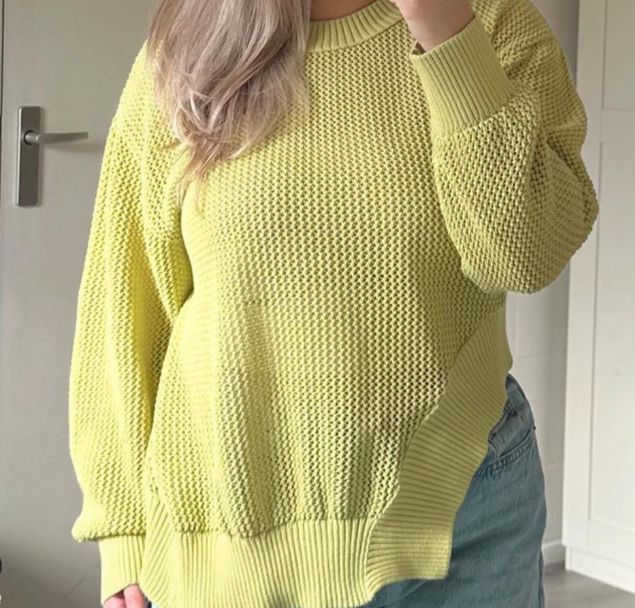Zara limegroene gebreide trui knitted sweater asymmetrisch, Ophalen of Verzenden, Zo goed als nieuw, Maat 36 (S), Groen
