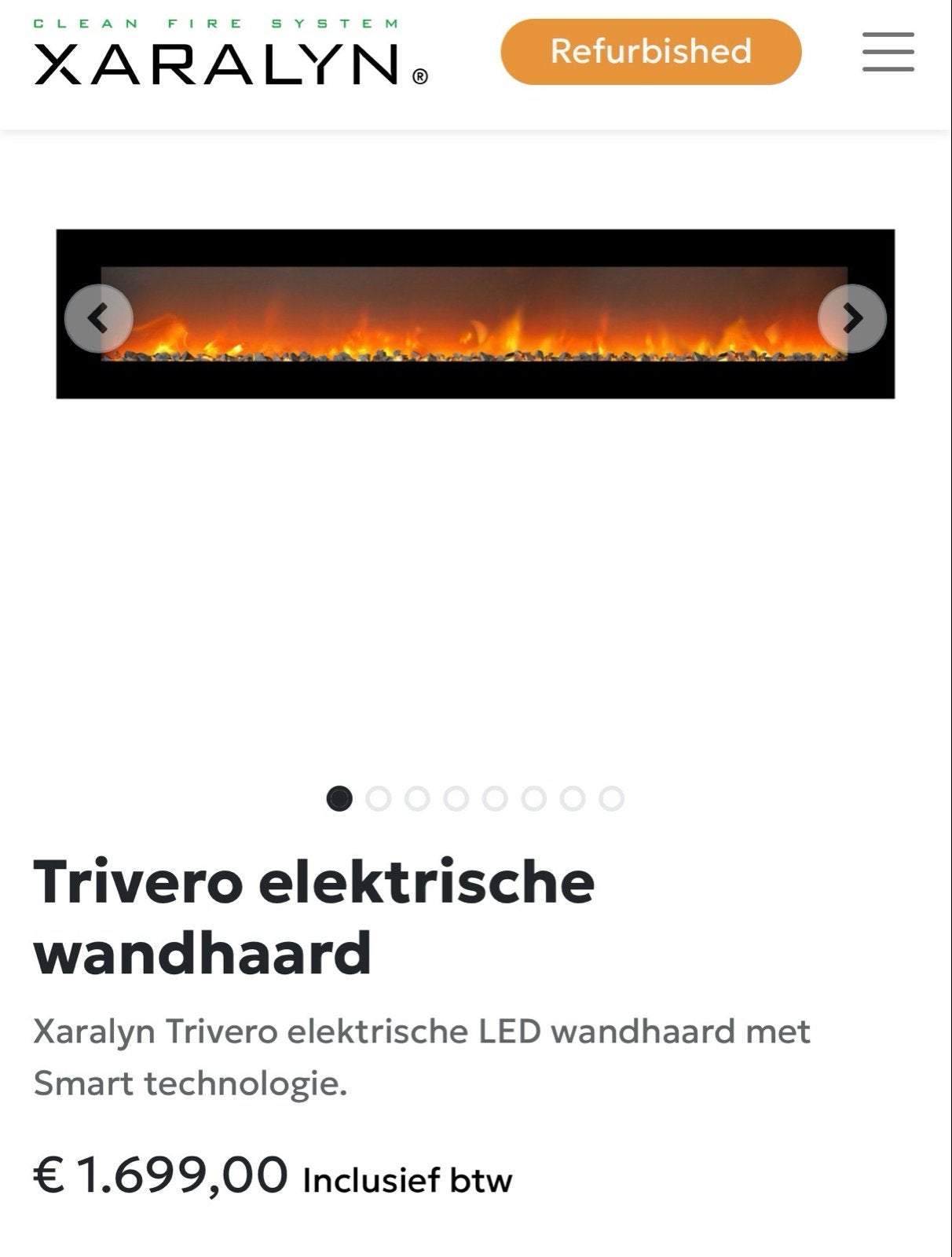 Xaralyn Trivero elektr wandhaard showroommodel haard inhouw, Huis en Inrichting, Ophalen, Nieuw, Hangende haard, Elektrische haard