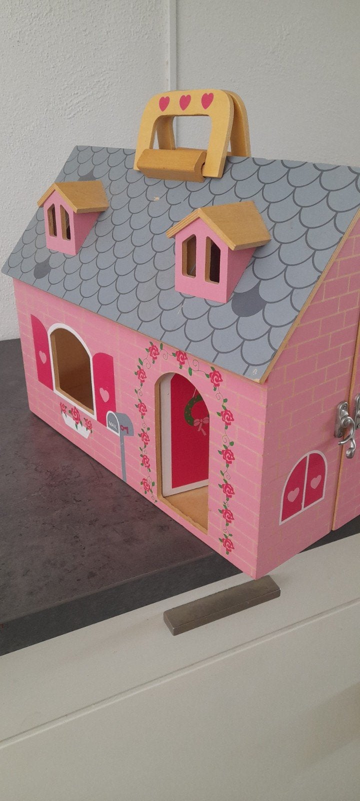 Houten poppenhuis + setje duplo, Kinderen en Baby's, Speelgoed | Poppenhuizen, Ophalen, Zo goed als nieuw, Poppenhuis
