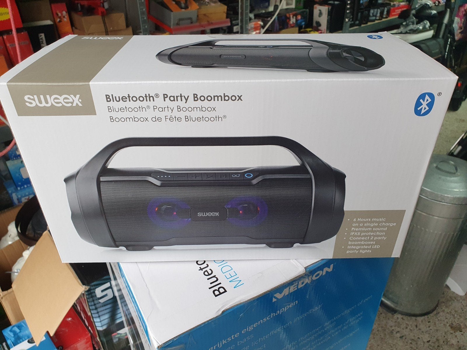 Sweex Bluetooth Party Boombox - Waterdicht & Draagbaar, Overige merken, Party speaker, Nieuw, Ophalen of Verzenden