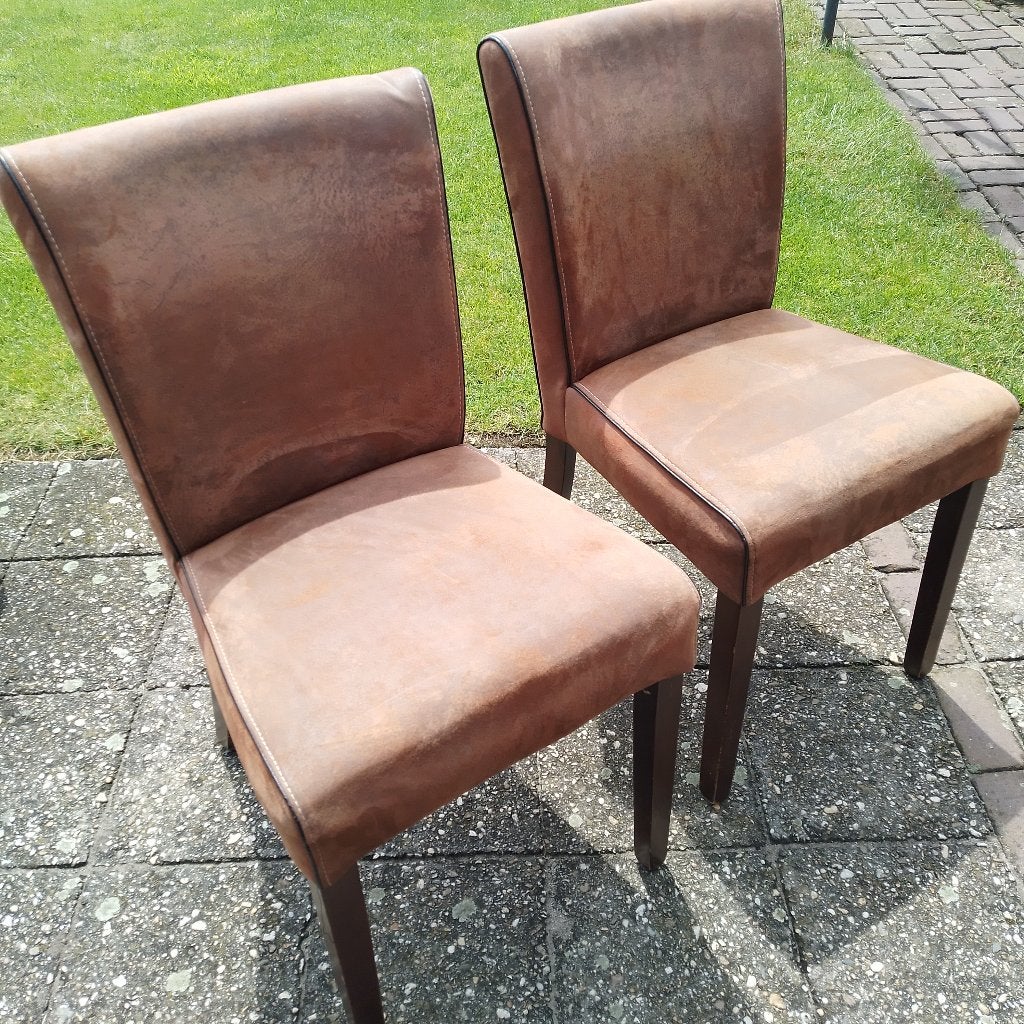 Eetkamerstoelen, Huis en Inrichting, Stoelen, Ophalen, Gebruikt, Twee, Bruin