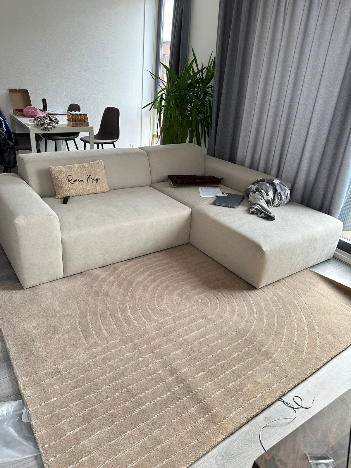 WoonEnzo hoekbank beige, Huis en Inrichting, Ophalen, Zo goed als nieuw
