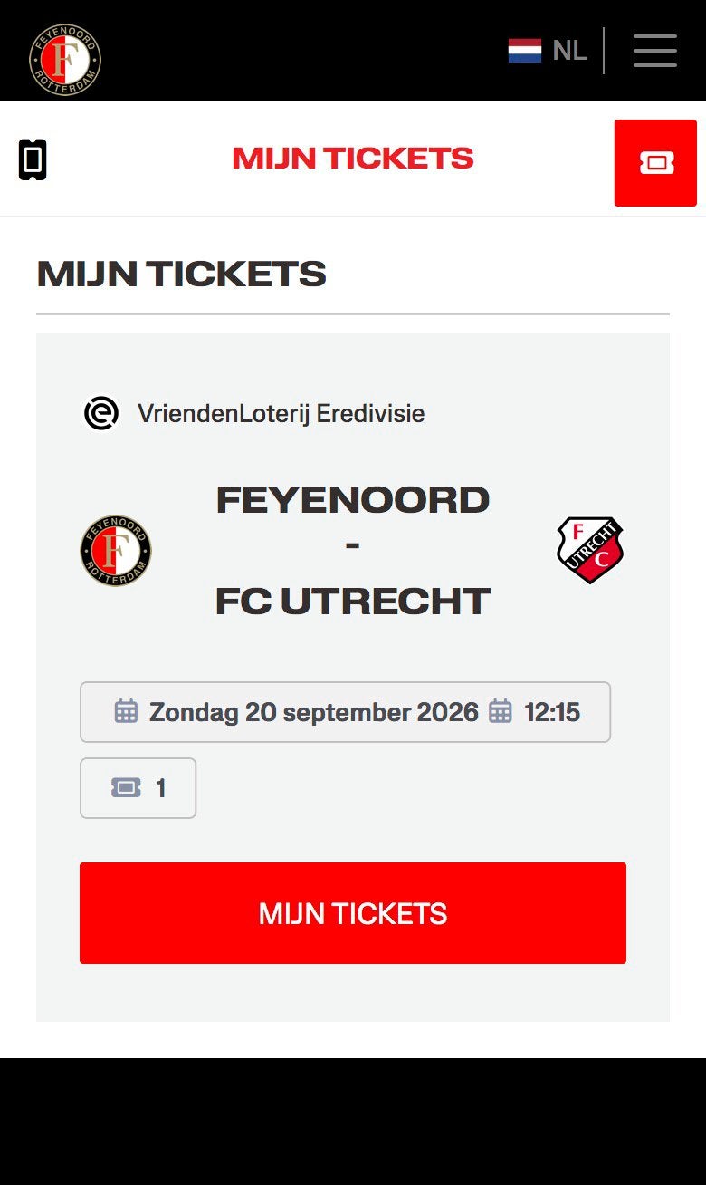 Feyenoord utrecht ticket