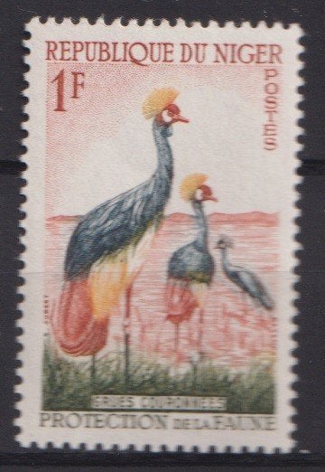 Niger 1959 Fauna bescherming Tropische Kroonkraanvogel, Verzenden, Postfris, Dier of Natuur