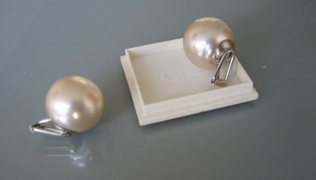Vintage Parel Oorbellen (Clips) 17mm, Verzenden, Gebruikt, Wit, Overige materialen