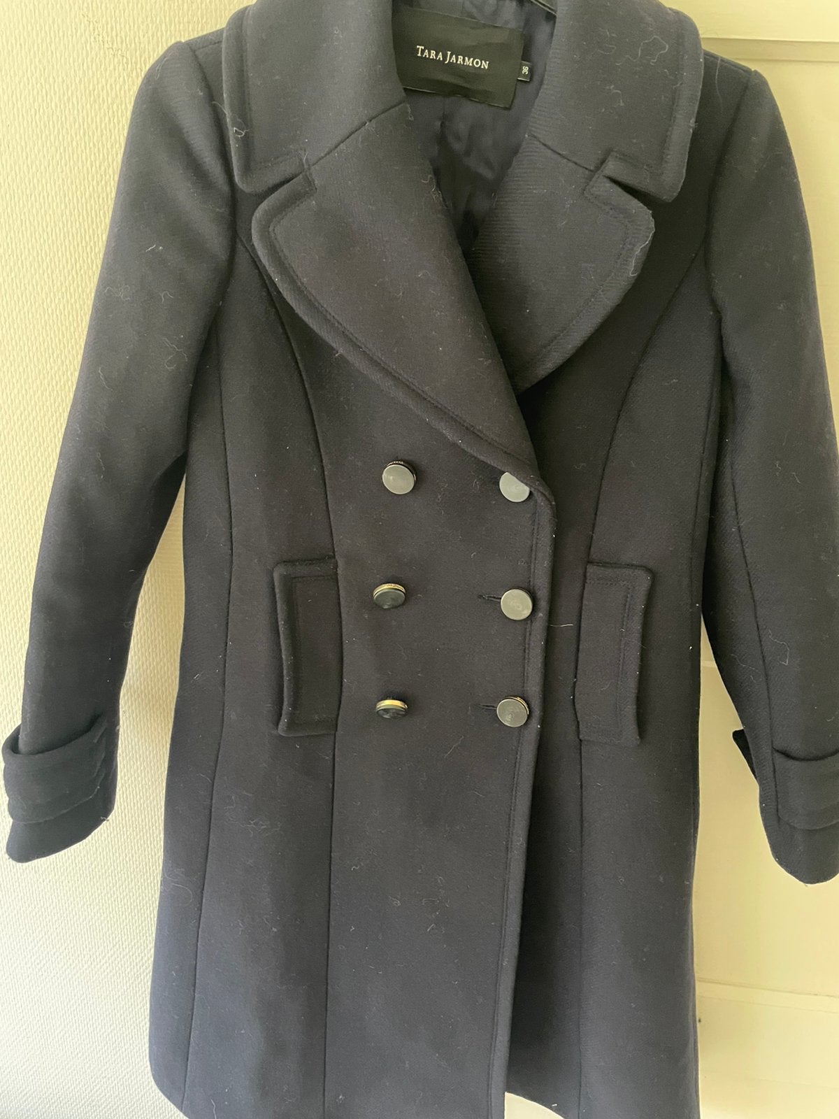 Te koop: wollen winterjas, zwart, maat 36/38,, Ophalen of Verzenden