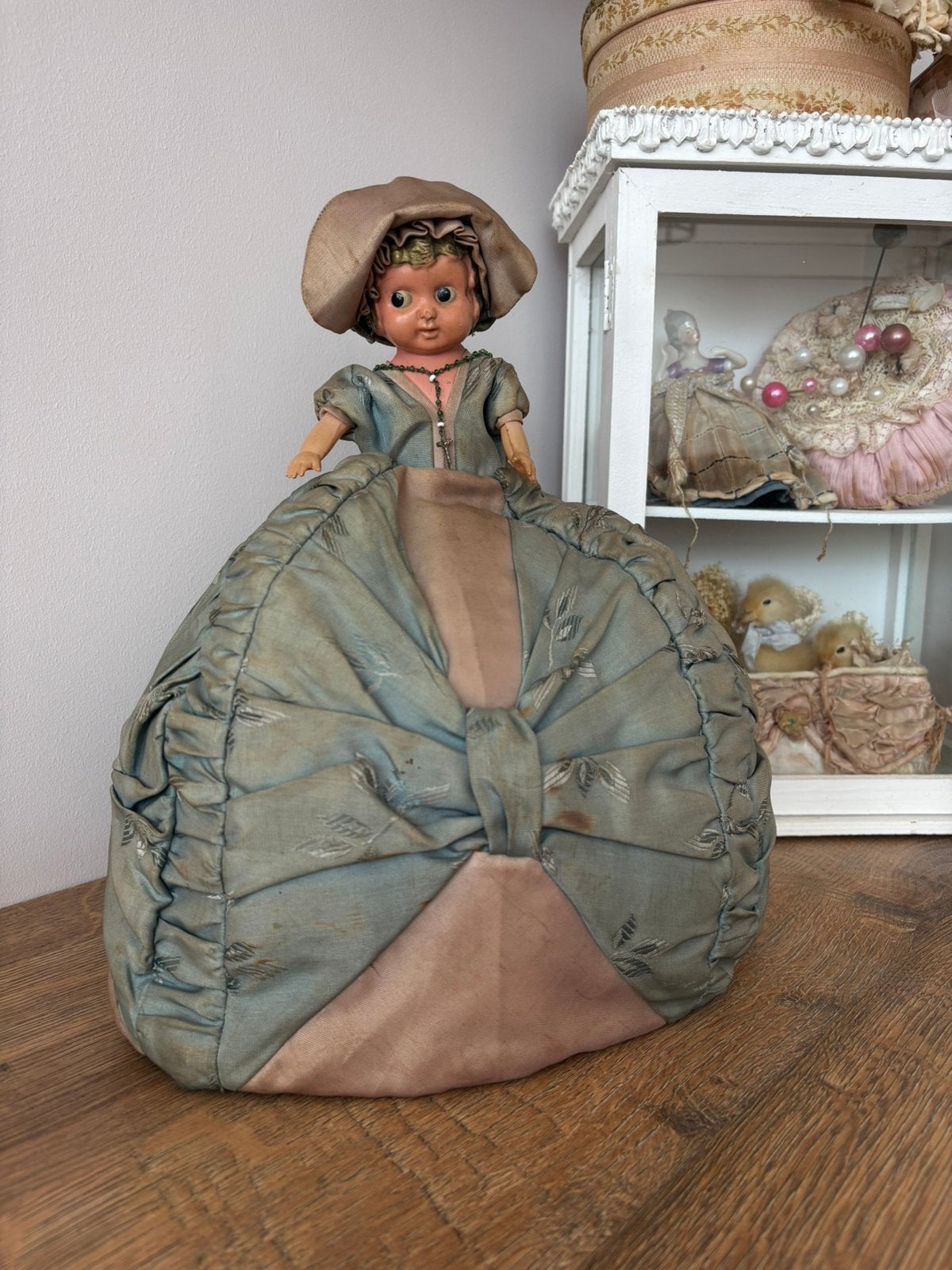 Brocante halfdoll theemuts, Ophalen of Verzenden