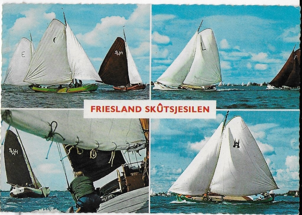 Sus908 Gelopen ansichtkaart friesland skûtsjesilen, Ophalen of Verzenden, 1980 tot heden, Gelopen, Friesland