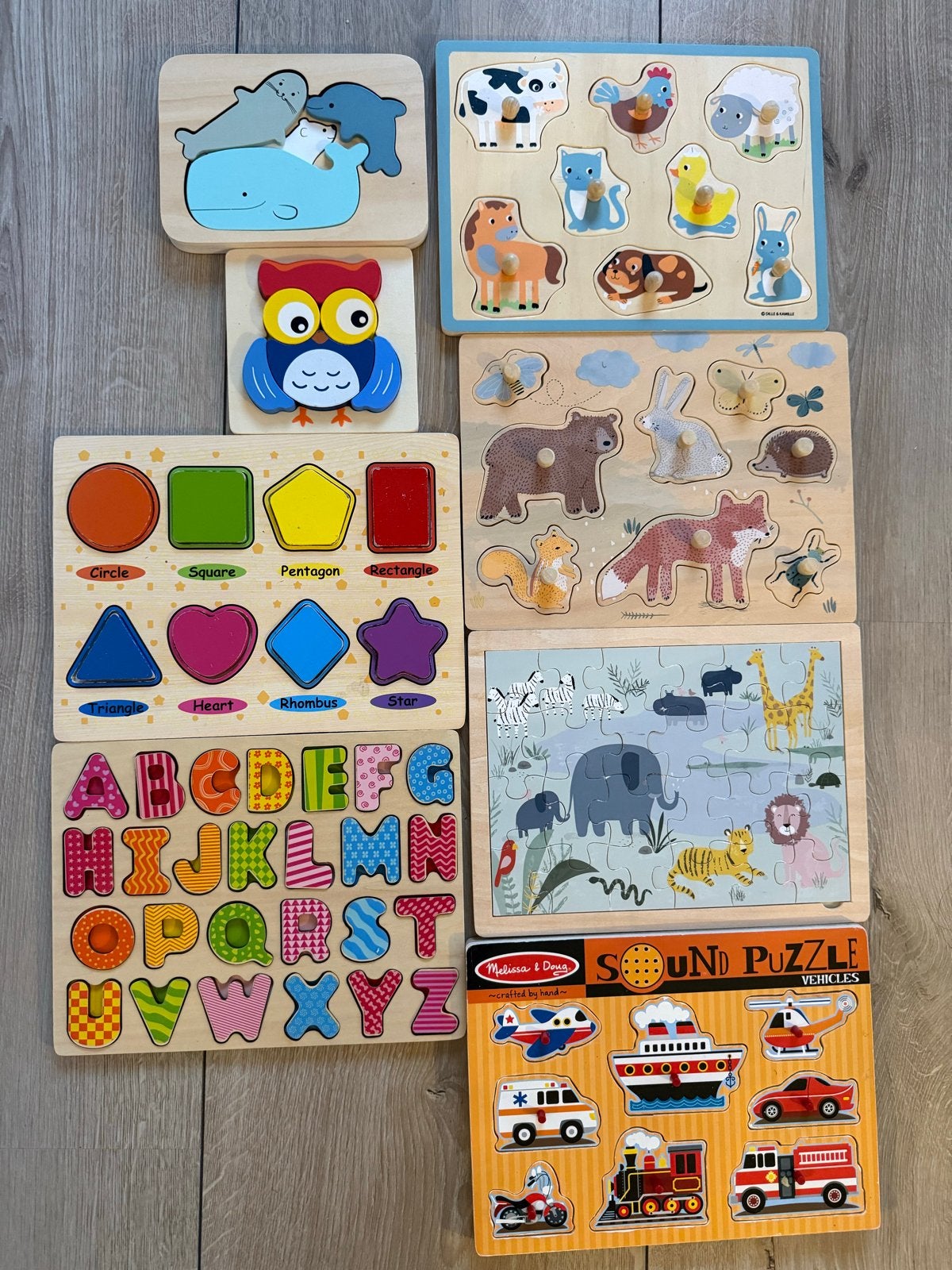 Diverse houten Puzzels, Ophalen, 2 tot 4 jaar, Gebruikt, 10 tot 50 stukjes