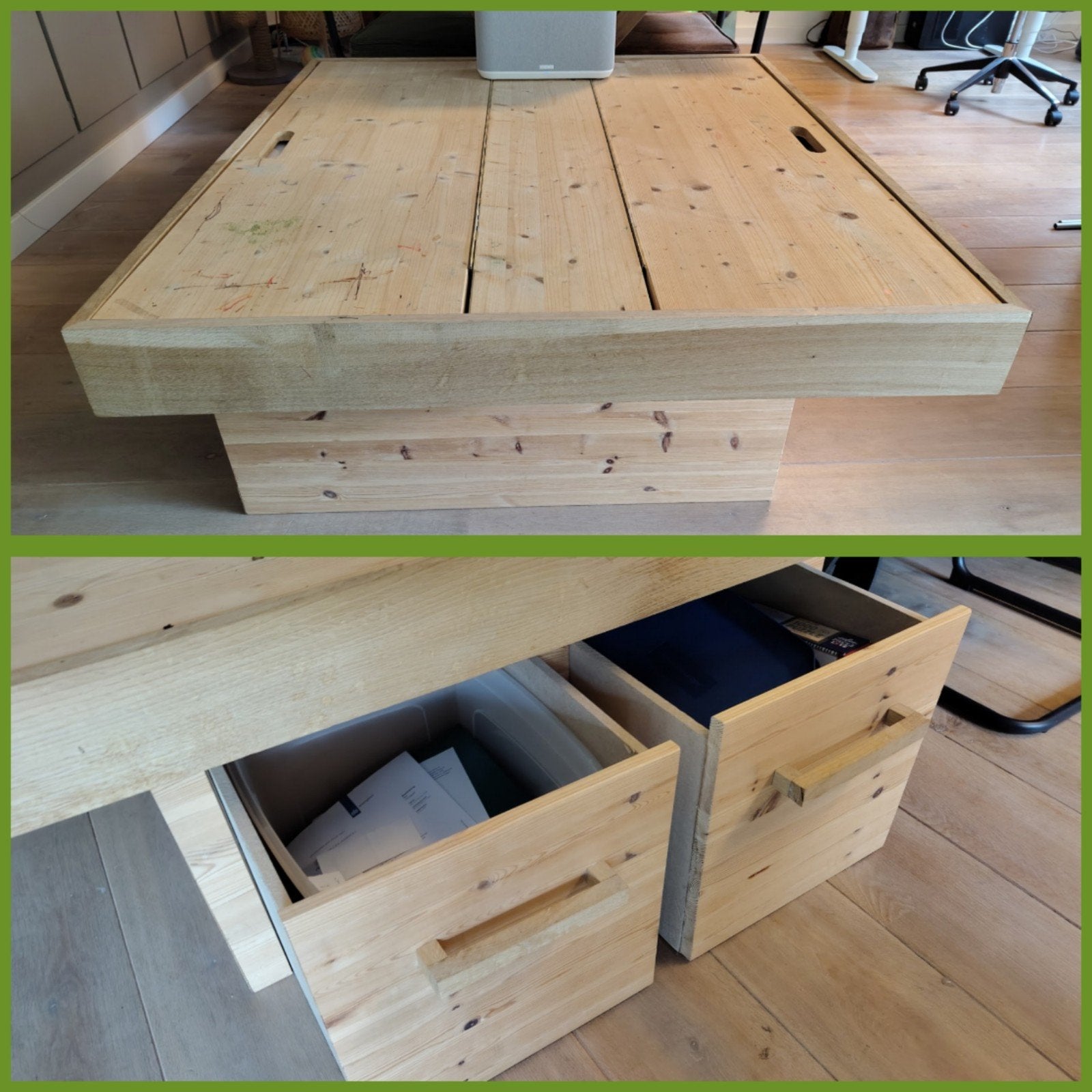 Houten Speeltafel met Ladeblokken en Opbergruimte, Ophalen, Gebruikt