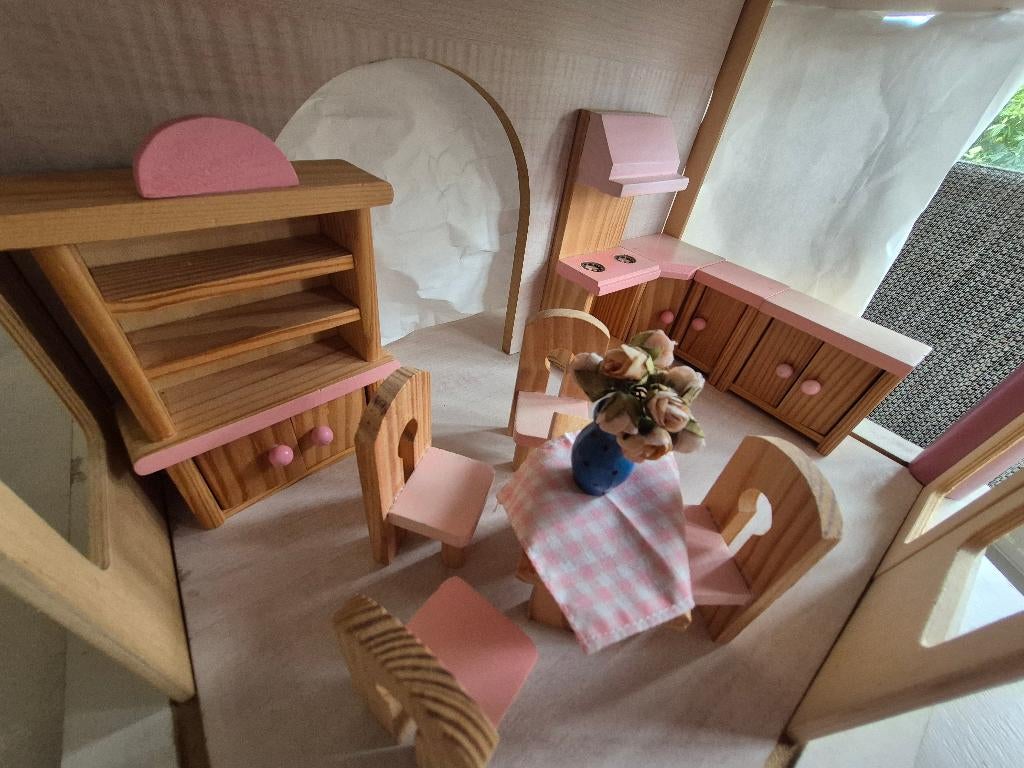 Accessoires voor poppenhuis, diverse houten sets, Ophalen of Verzenden, Gebruikt, Poppenhuis