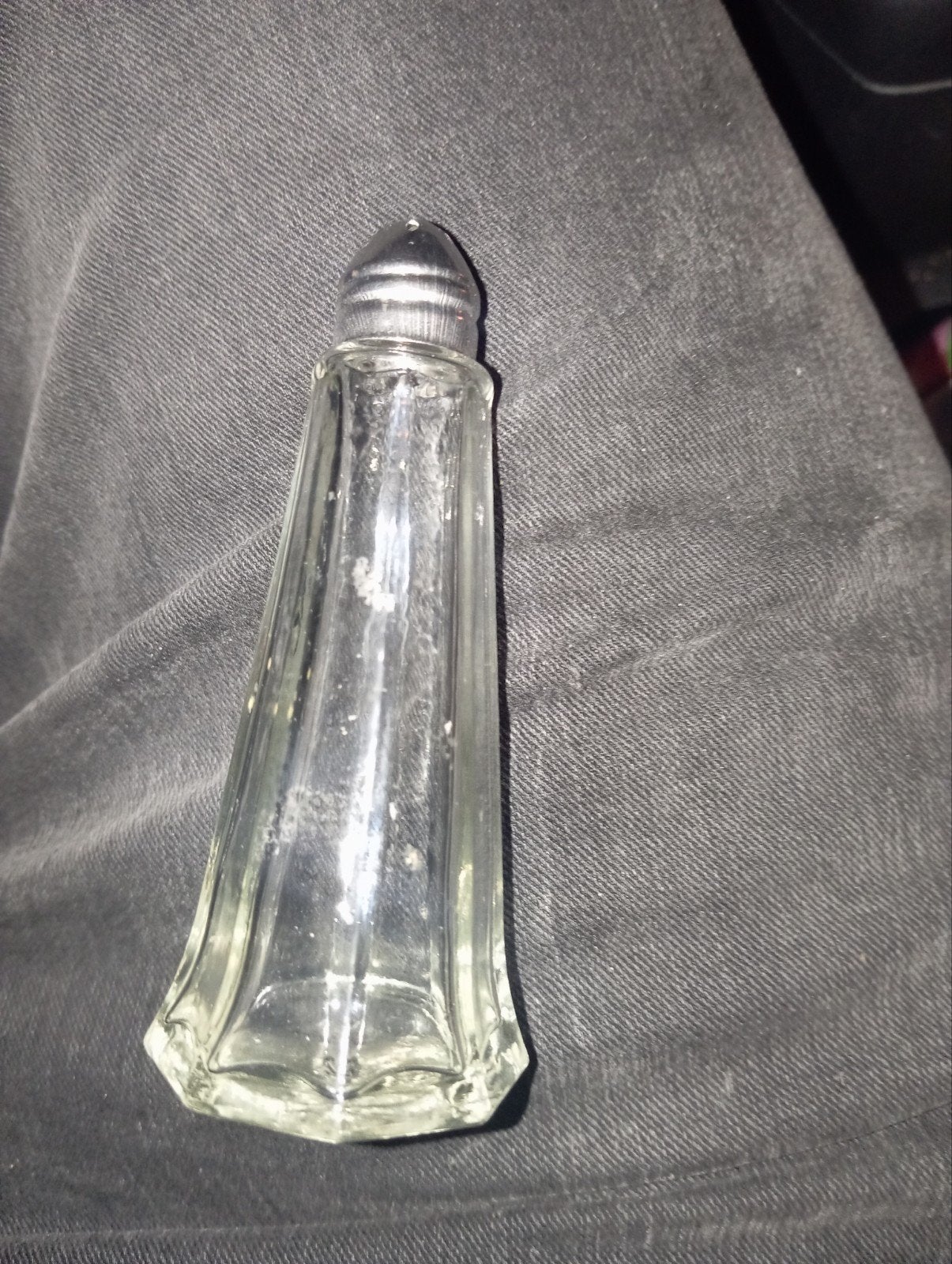 Vintage Glazen Zoutvaatje met Metalen Dop, Ophalen of Verzenden
