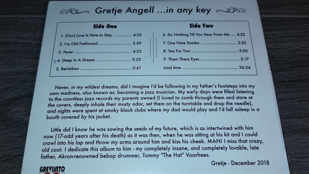 Gretje Angell ‎-... In Any Key, Ophalen of Verzenden, Zo goed als nieuw, Jazz