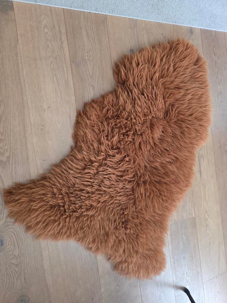 Schapenvacht kleed  extra dik 110 x 80 cm cognaq kleur, Ophalen of Verzenden
