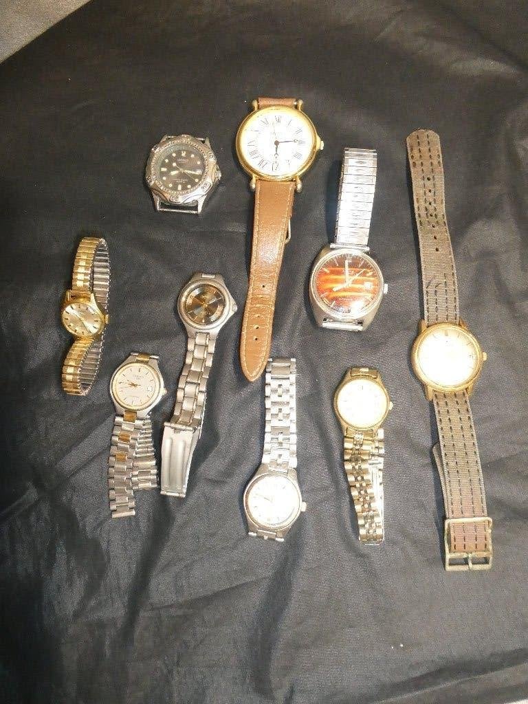 partij oude horloges 9 stuks, Overige merken, Gebruikt, Polshorloge, Ophalen of Verzenden