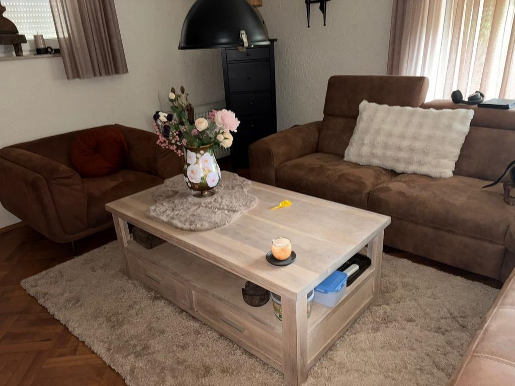 Eiken White Wash meubels., Huis en Inrichting, Tafels | Salontafels, Ophalen, Gebruikt, 100 tot 150 cm, 50 tot 75 cm