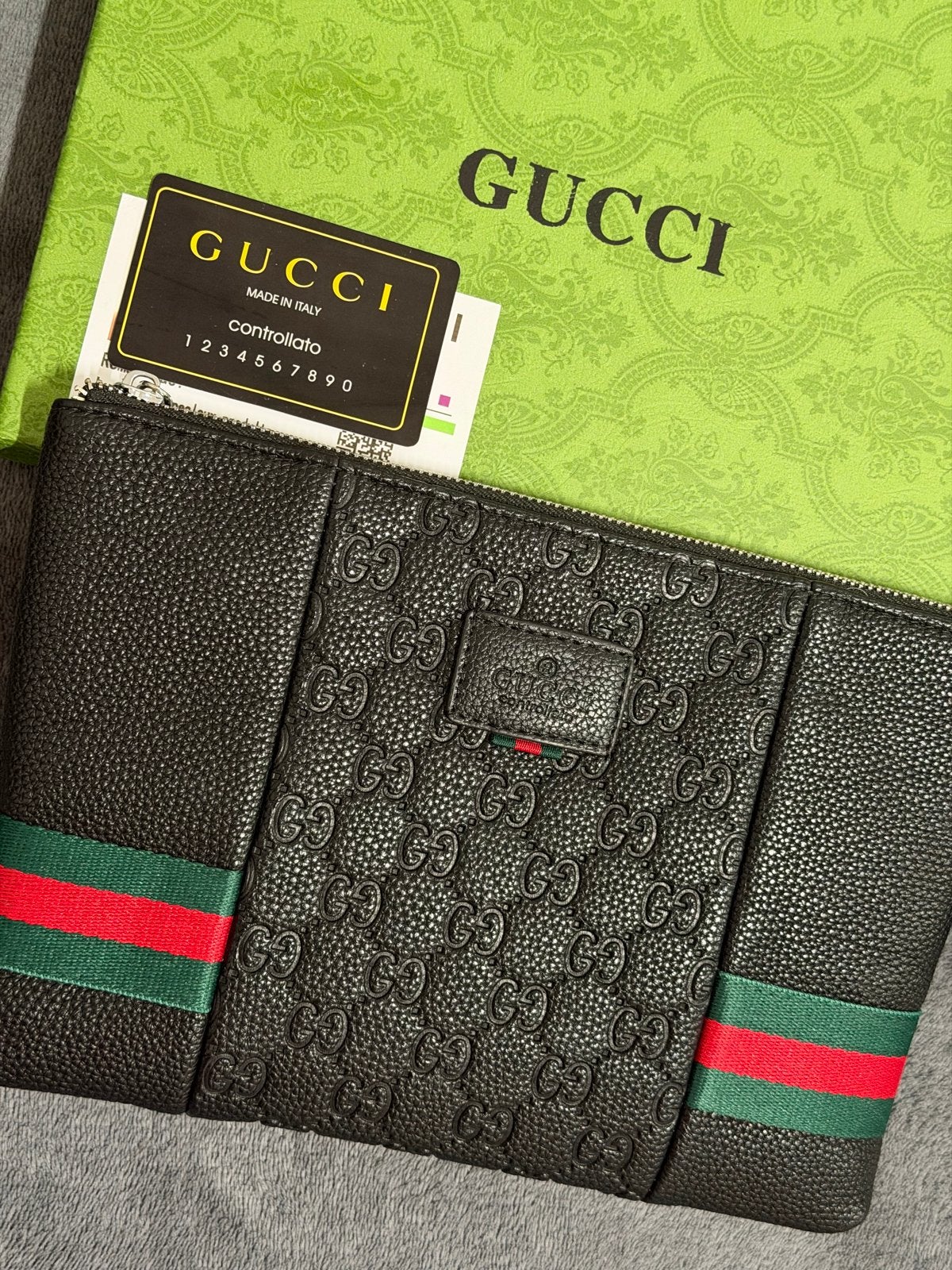 Gucci Clutch/Schoudertasje Zwart met Groen/Rood streep, Sieraden, Tassen en Uiterlijk, Ophalen of Verzenden, Nieuw, Zwart, Avondtasje