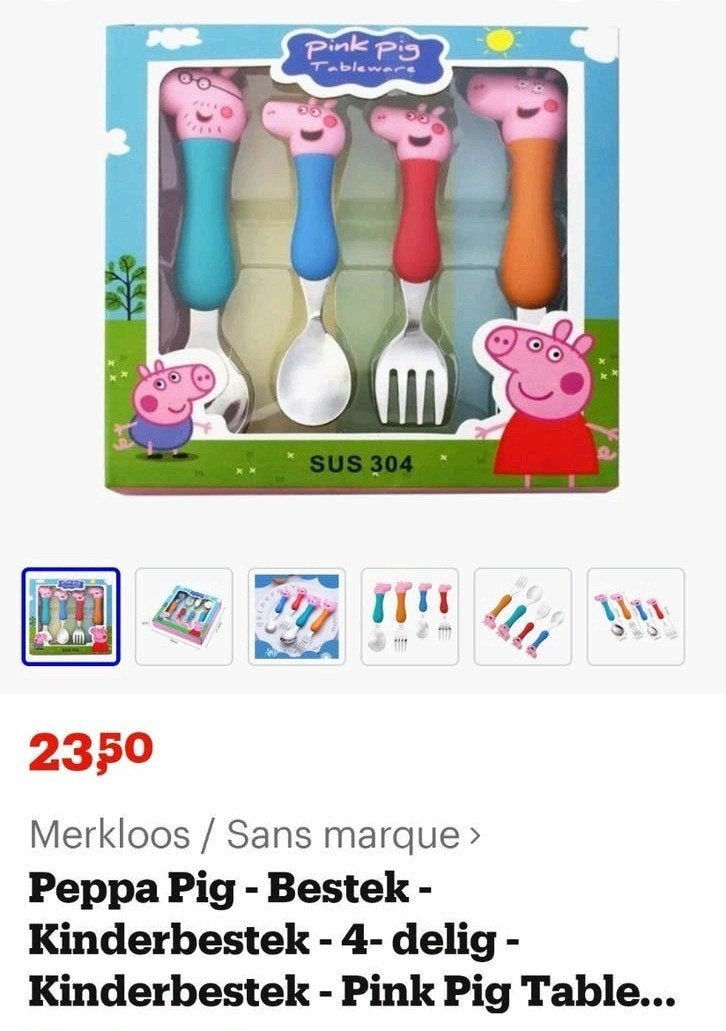 Peppa Pig Bestekset - 4-delig kinderbestek, Kinderen en Baby's, Ophalen of Verzenden, Nieuw