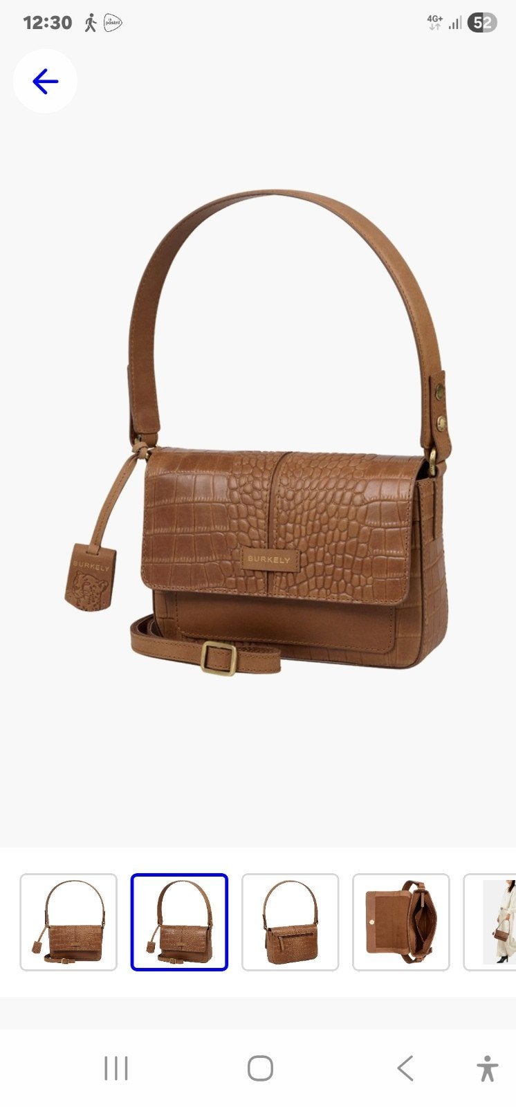 Burkely Croco schoudertasje - Cognac, Ophalen of Verzenden, Zo goed als nieuw, Bruin, Schoudertasje