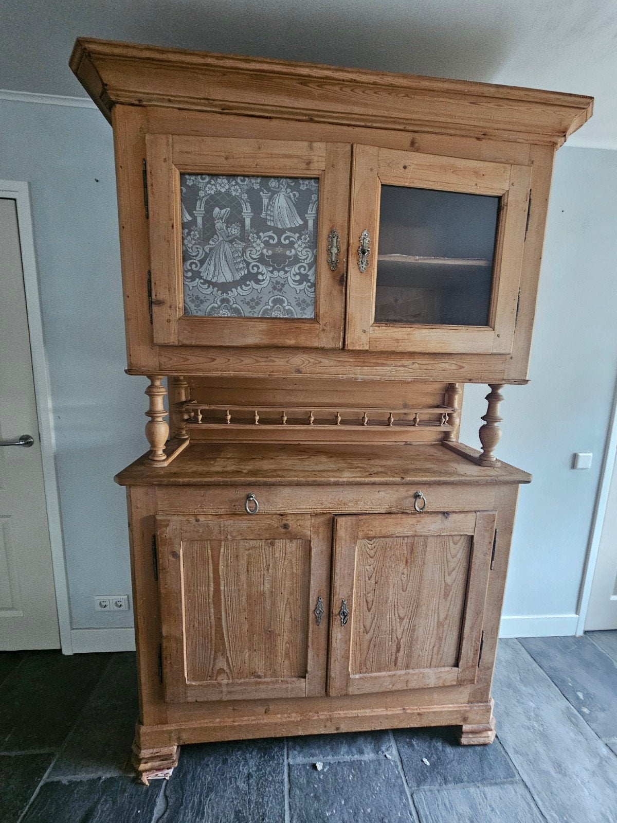 Mooie Frans antieke grenen buffetkast, Ophalen, Gebruikt, 200 cm of meer, Klassiek, Landelijk