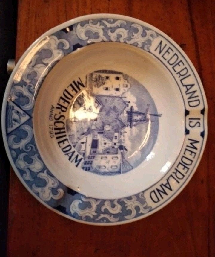 Delfts Blauw asbak Meder-Schiedam Anno 1793, Antiek en Kunst, Ophalen of Verzenden