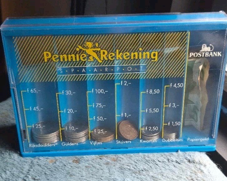 Vintage Postbank Pennie Rekening Spaarpot, Ophalen of Verzenden, Gebruikt, Kunststof, Overige thema's