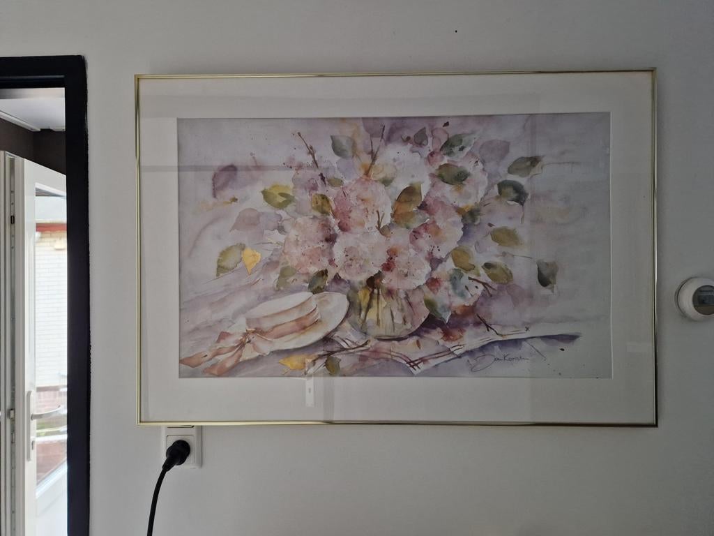 Prachtige aquarel van Jan Kooistra - Bloemenstilleven, Antiek en Kunst, Ophalen of Verzenden
